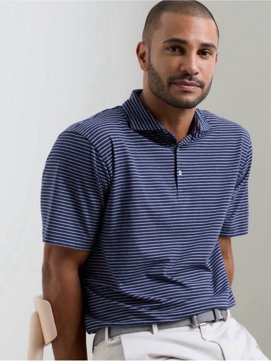 Peter Millar Other - Peter Millar Polo Shirt Mens XL Navy-White Striped Short Sleeve 100% Cotton Golf